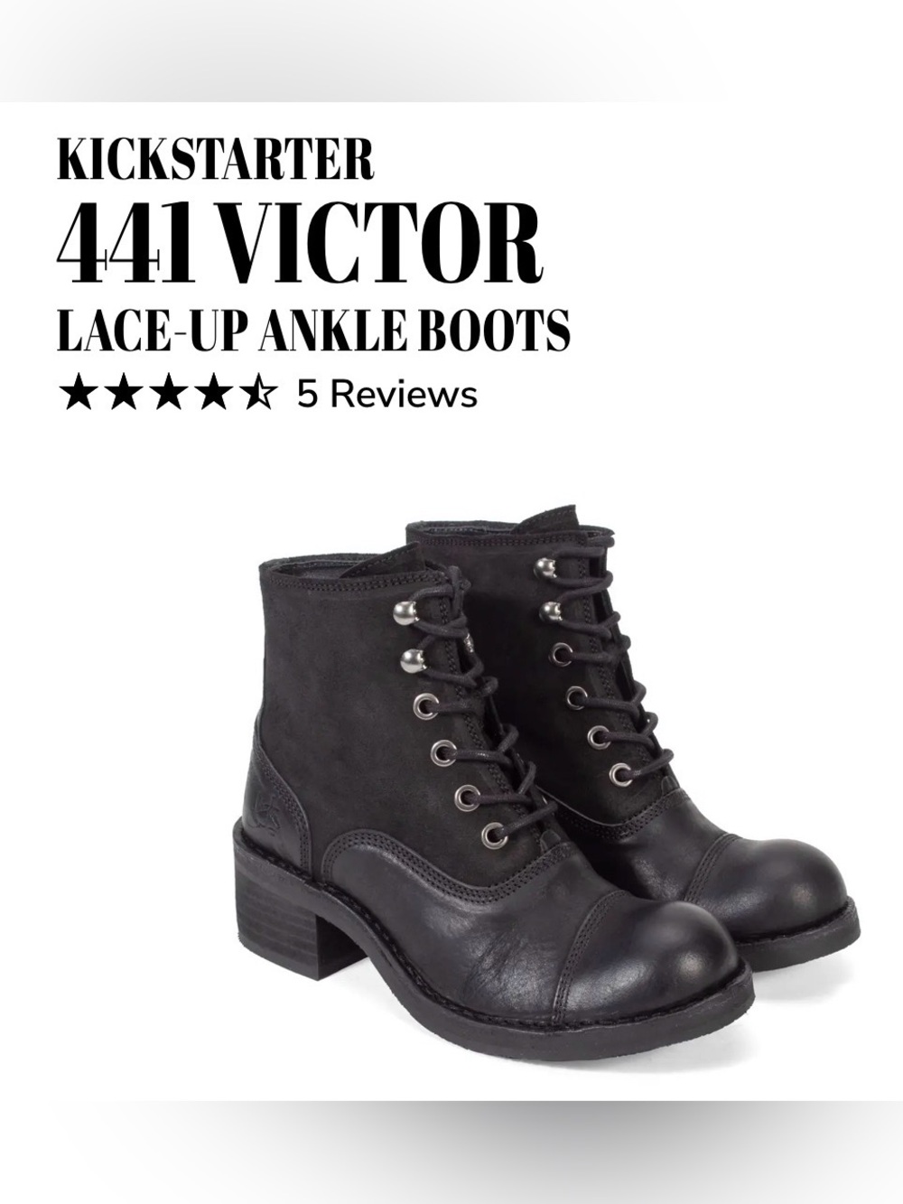 Fluevog NEARLY NEW Kickstarter 441 Victor black lace-up granny boot- 9 (fit 8.5)